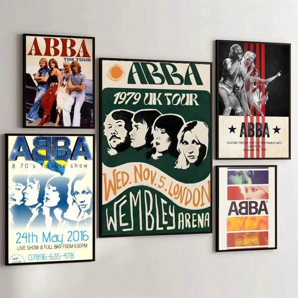 1 pôster da banda ABBA, filme retrô, papel kraft, sala, bar, café, arte estética, pintura de parede sem moldura