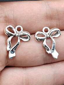 12 件时尚 3D 锌合金电镀复古蝴蝶结吊坠耳环、项链配件、钥匙扣、包扣、DIY 半成品珠宝配件