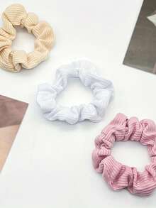 3 件可拉伸混色发圈，优雅防滑面料纹理发带，适合女士和女孩日常使用