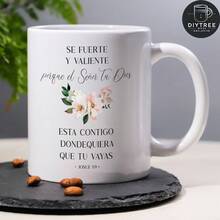 [Inspirational Christian Mug] Elegant 11oz Ceramic Mug With Joshua 1:9 Spanish Bible Verse "Be Strong & Courageous" Design - Microwave & Dishwasher  Inspirational Christian Gift, White/Black/Pink Options For Home, Kitchen & Dining, Home Decor, Floral Accents, Highquality Finish, Faithbased Gift, Motivational Seekers, Dining Decor, Hand Wash Only, Faith Community - 粉色 - 查看 7