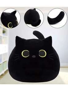 三种尺寸可爱黑猫毛绒抱枕娃娃，柔软可爱，动漫猫咪毛绒娃娃，高品质儿童礼物，男孩/女孩皆宜，朋友礼物，房间装饰，情人节，圣诞节，玩具，毛绒玩具，填充玩具，女孩娃娃，女孩礼物