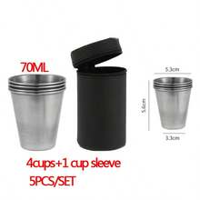 不锈钢杯 5 件套 - 可重复使用，无需电源，手洗 - 便携式迷你威士忌酒杯，适用于户外、旅行、野餐、派对用品