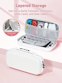 1pc Solid Color Storage Bag , Compatible With Switch OLED/Switch NS/New Switch2 (2025) Console, Protective Hard Shell Bag With Integrated Stand & 10 Game Card Storage, Portable & Shockproof Game Card Holder, Suitable For Portable Travel, Providing Protection For Game Console And Accessories Against Impacts And Drops - Multicolor - View 3