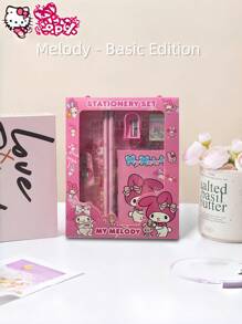 Sanrio 1pc Sanrio Stationery Gift Box Set, School Supplies For Boys & Girls, Includes Pencils, Eraser, Crayons, Sharpener, Kuromi, Perfect Birthday Gift For Kids, High-Quality Gift Box Packaging,Back To School,School Supplies