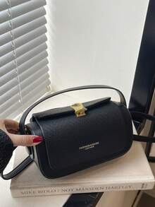 Women's Fashion Oblique Crossbody Square Bag, Elegant Minimalist Design, Large Capacity, Handle Option - Black - View 2