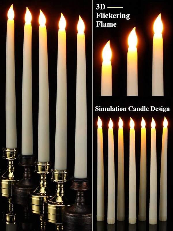 Easter Decor,Mother's Day, Father's Day, Graduation Season, Wedding Decorations1pc/6pcs/24pcs LED Flameless Simulation Candle Lights, LED Candle Holder Flickering Warm Yellow Long Candle Lights, Battery Operated For Home Table, Party, Wedding And Holiday Decoration Best Gifts Birthday