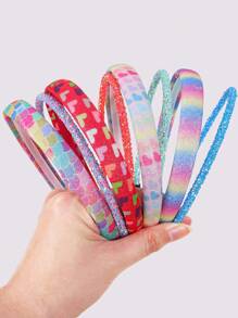 8pcs/Set Girls Glitter Headband Ombre Rainbow Love Hairband Party Favors Girls Hair Accessories