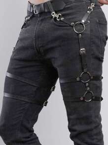 Men's Fashionable Leather Leg Warmers, Gothic Leg Accessories, Jeans Decorations, Mature Leg Warmers For Parties, Ballroom Costumes, Gifts, Sexy Accessories For Men