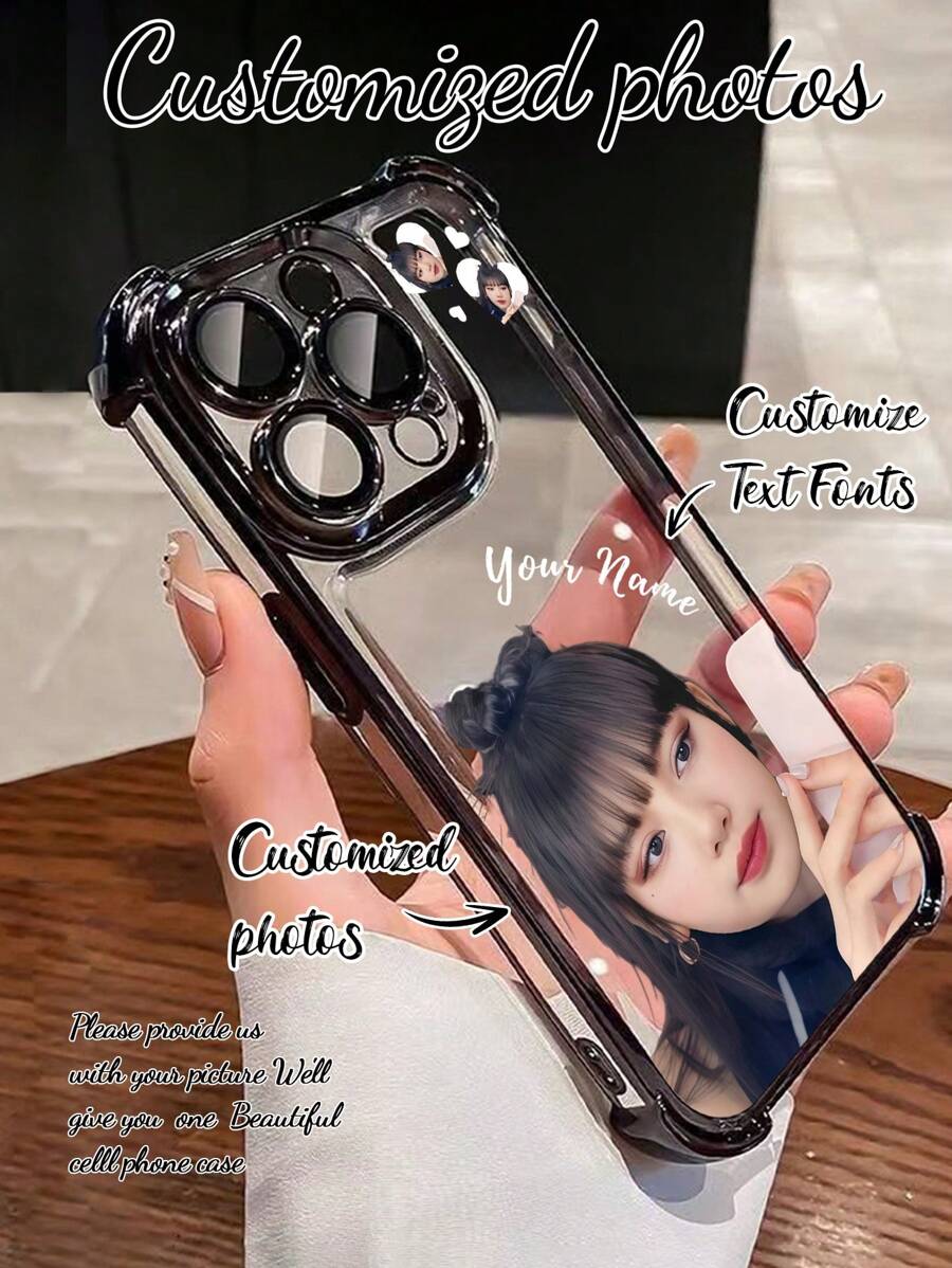 1 Stück Angepasster Handyhülle mit "Foto + Text" Design, Porträt Hintergrundausstanzung, dickem elektroplattiertem stoßfestem TPU, um Kundenwünsche zu erfüllen! Kompatibel mit iPhone16promax, 11/12/13/14/15/16e/PROMAX/A13/A14/A15/A53/A54/A55/S23/S23ultra/S24ultra/S25/Sam, Galaxy, Redmi, OPPO, Honor, /Infinix Smart 8, Moto G30, geeignet für Geschenke und den täglichen Gebrauch
