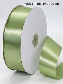 1pc Salvia Green Double-Sided Satin Ribbon, Width 1cm/1.5cm/2cm/2.5cm/3cm/4cm/5cm/7.5cm/10cm, Length 22m, Soft & Durable Polyester Material, Suitable For Flower Packaging, Gifts, Presents, Clothing, Headwear, Bows, Wedding Decor, DIY Craft Rose Ribbon - Multicolor - View 27