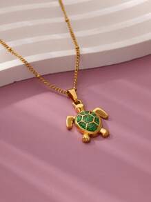 1PC Mode Groene Schildpad Kettingen Voor Vrouwen Goud Kleur Rvs Zeeschildpad Hanger Ketting Bruiloft Esthetische Boho Sieraden Gift