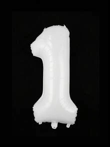 1个32英寸白色数字铝箔气球，适用于一周岁生日派对、周年纪念、节日、服装道具 - 白色 - 查看 15