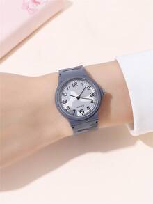 Reloj de cuarzo con estampado de camuflaje para hombres y mujeres, estilo deportivo - Gris - Ver 2