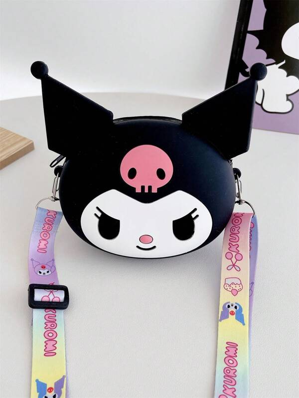 Sanrio 1 pieza Monedero de silicona con diseño de dibujos animados Sanrio para niños, bolso cruzado pequeño y lindo de Kuromi para niñas