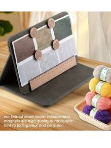 Kreativer faltbarer Strickvorlagenhalter - mehrfarbig - geeignet für Strick- und Häkelbegeisterte - für den Heim- und Studioeinsatz - das perfekte Geschenk für Bastelfans, faltbarer Strickvorlagenhalter mit magnetischem Lineal und Holzkreis, ideal für Perlen- und Schmuckherstellung, inklusive herzförmiger Holzdekorationschips