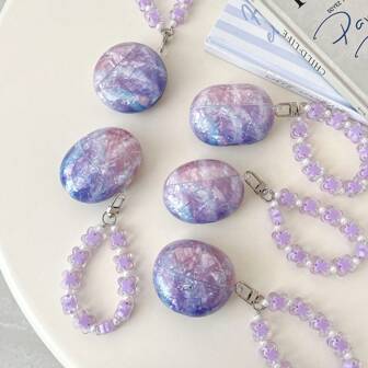 Gradient Purple Shell Pattern Hand Strap Earphone Protective Case Suitable For FreeBuds Clip, FreeBuds SE2/SE3/Pro3/Pro4, FreeBuds 4E, FreeBuds 5i, 6i Wireless Bluetooth Earphone Silicone Soft Case, Simple & Exclusive Design