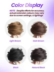 2PCS Messy Bun Hair Piece Human Hair Wavy Stretchy Real Human Hair Scrunchies Hair Bun Donut Elegant Chignon With Elastic Rubber Band Human Hair Tousled Updo Extension Elegant Human Hair Buns #Black #Natural Black #2 #4 Multicolor