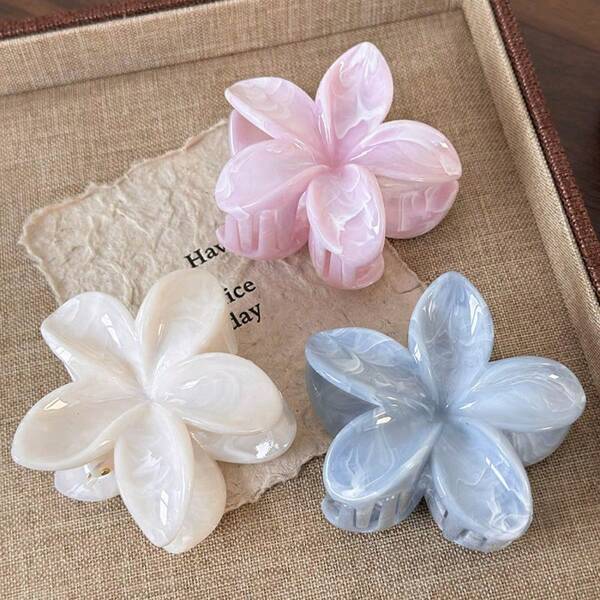 1 pezzo/3 pezzi Molletta per capelli con fiore Hibi da 8 cm, modello marmorizzato, dolce, a forma di fiore, per acconciature, Molletta per capelli, accessori per capelli