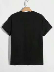 Manfinity BRENVOR Camiseta con estampado de conejo para hombre, verano - Negro - Ver 2
