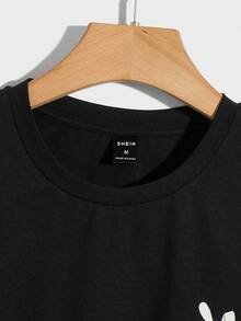 Manfinity BRENVOR Camiseta con estampado de conejo para hombre, verano - Negro - Ver 3