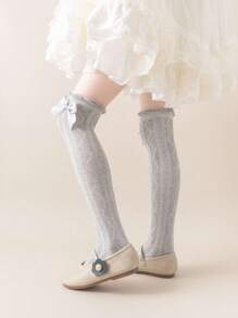 1/2/3 Paar Rhombus Spitze Schleife Mesh Overknee Socken, minimalistisch vielseitig atmungsaktiv Kinder/Schüler Socken