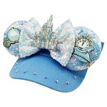 Disney Sonnenhut, Kürbisschloss Pailletten Schleifenhut, Freizeitpark Dekoration Mütze ohne Schirm, Kostümspiel Zierde Haaraccessoire