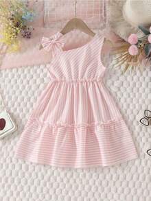 vestido rosê listrado aberto moda jovem feminino menina 02 ao 10 - Rosê - Visão 1