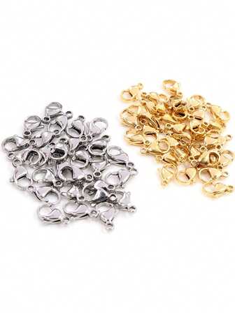 30pcs/Pack Stainless Steel Mini Lobster Clasp Hooks For Necklace, Bracelet, DIY Jewelry Making