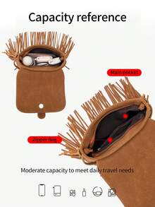 MIYIN 1pc Fashionable Vintage Fringed Bag For Woman,Metal Decor Flip Tassel Crossbody Bag, Retro Matte Bohemian Style Women Bag For Festivals,Vacation,Holiday,Travel,Outdoor,Shopping, Dating, Party, Small Saddle Bag Handbag Shoulder Bag Western Purse For Lady - Multicolor - View 11