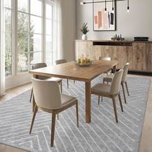 2*6 Ft/4*6 Ft/5*7 Ft/8*10 Ft/9*12 Ft/10*13 Ft Washable Living Room Rug Modern Geometric Stripe Area Rug Stain Resistant Easy Cleaning Indoor Carpet With Non-Slip Backing Low Pile Floor Cover For Bedroom Office Dining Room