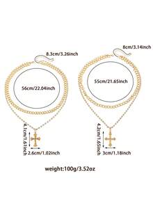 1pc Women Luxury Multi-Layer Cross Pendant Necklace, Copper Material Plated With 18K Gold, Showcasing Exquisite Elegant Style, Suitable For Men And Women, Ideal For Wedding, Party, Vacation And Other Occasions To Accentuate Your Look And Express Your Unique Taste And Graceful Demeanor - Gold - View 4