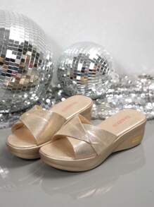 Women's Thick Sole Slides Sandals, Summer Vacation Style, Comfortable, Solid Color, Party Wear, Platform