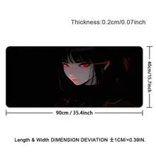 1pc XXL Dark Style Of Anime Girls Desk Mat - HD Printed Mousepad With Black Red Design, Large Gaming & Office Keyboard Pad, Natural Rubber Material, Perfect Gift For Gamers