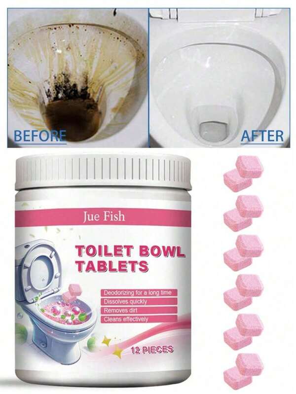12pcs Automatic Toilet Cleaning Tablets, Urine Stain & Yellow Stain Remover, Toilet , Freshener(New And Old Models Are Sent Randomly)