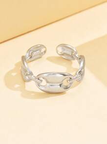 1 Stück minimalistischer offener ovaler Edelstahl-Ring, vielseitiger glatter mit 18K Gold beschichteter wasserdichter Accessoire für den täglichen Gebrauch