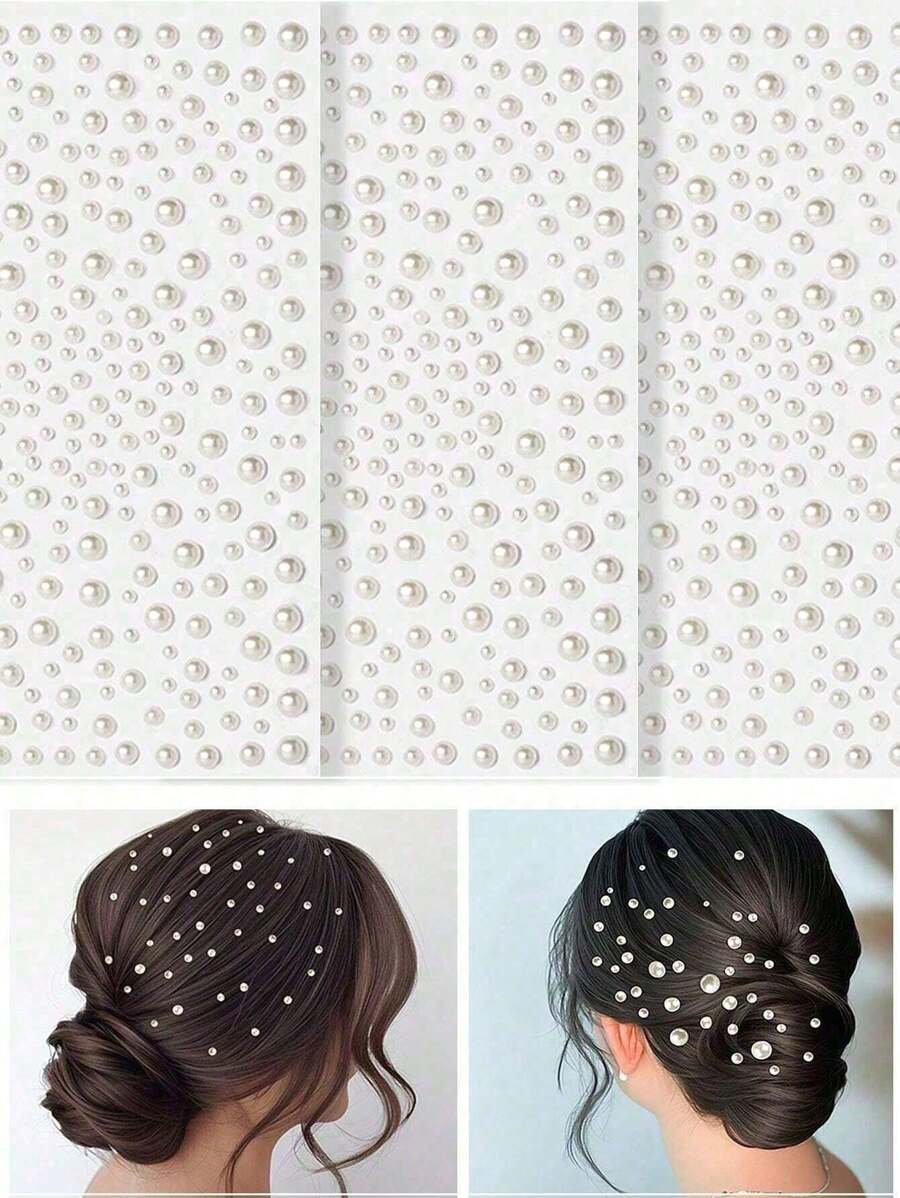 3sheet/975pcs Pearl Stickers DIY Home Decoration - Self-Adhesive Flat Back Pearls For Nails, Phones, And More Valentine's Day