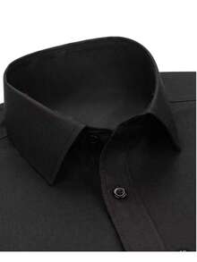 Men's Slim Fit Shirt In Mitong Fabric - Comfort And Style - 黑色 - 查看 2