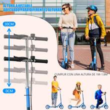 Ciclomotor Scooter 4 Niveles Ajustable Plegable Patin Diablo Urbano Niños Adultos Freno De Mano - Azul - Ver 3