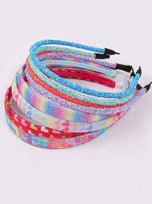 8pcs/Set Girls Glitter Headband Ombre Rainbow Love Hairband Party Favors Girls Hair Accessories