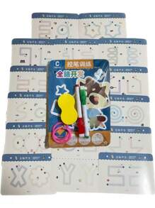 36 Pages/Book, 4 Options (Basic Strokes, Fun Numbers, Whole Brain Development, Dotted Painting), Reusable Handwriting Practice Notebook, Children Early Education Pencil Control Training Book, Kindergarten Practice Worksheet, Fun Erasable Entry-Level Calligraphy, School Workbook For Learning English Alphabet, Montessori Educational Books, Cognitive Training. (Includes 2 Pens And 1 Whiteboard Eraser)