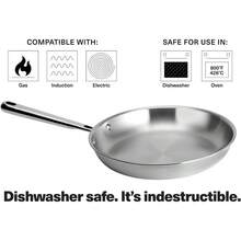 Misen 5-Ply Stainless Steel 8" Frying Pan - Professional Cookware For Induction, Gas And Electric - Dishwasher Safe, Oven Safe To 800°F - Durable, Versatile, Even Heating - 8 inch - View 2