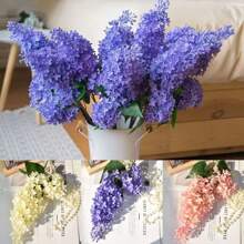 Nouvelle fleur de lilas artificielle en silicone rose, fleur artificielle violette de 75 cm, plante de simulation en plastique, fleur artificielle décorative pour mariage