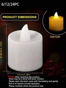 6/12/24/48pcs Warm Color Flameless LED Candle Lights, 1.7" Night Lights Decor, Creative Wedding Birthday Candle Decoration Props, Electronic Candles, Valentine's Day Love Gift Decor - White - View 3