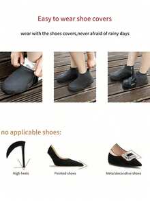 1/2pairs Waterproof Thickened Non-Slip Shoe Covers,Reusable Outdoor Rubber Rain Boots Cover,Thickened Anti-Slip Durable, Foldable Rain Boots,For Outdoor Cycling And Rainy Days,For School,Office,Household,Travel - Multicolor - View 3