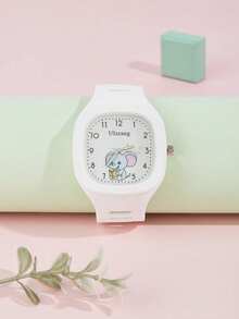1 件儿童紫色大象设计休闲石英表 - 白色 - 查看 2