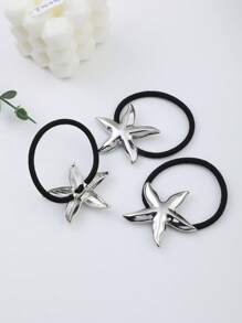 3/2/1 Stücke Ozeanmotiv Metall Seestern Haargummis, Zinklegierung Pferdeschwanz Halter Haargummis Haargummibänder Scrunchies Haarband Haargummi