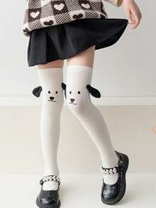 1 Pair Girls Cartoon Breathable Elastic Knee-High Socks, Suitable For Casual, Holiday, Birthday Party, Daily Wear - Multicolor - View 5