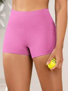 Damen Outdoor Sport Shorts, hoher Bund einfarbige Radlerhosen, bequem atmungsaktiv vielseitige Basics für den Sommer