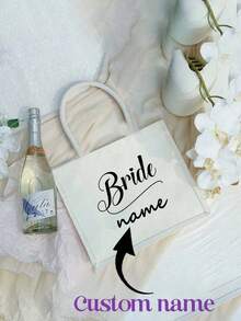 Personalized Bridesmaid Canvas Tote Bags, Custom Bridal Shower Bags, Bachelorette Party Gift Bags, Wedding Favors - Multicolor - View 5