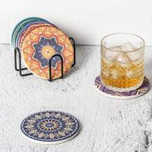 1 suport pentru suporturi de pahare, 4,3 inch (aproximativ 11,9 cm), suport de depozitare din metal negru, potrivit pentru pahare rotunde și pătrate, potrivit pentru 4 până la 9 pahare